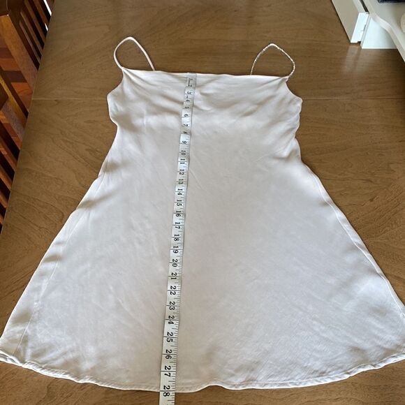 Zara Cream Satin Cowl Neck Mini Slip Dress with Rhinestone Strap Size M - Picture 11 of 12